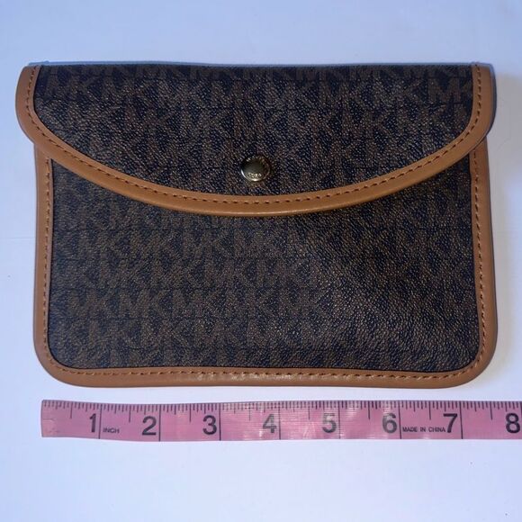 Michael Kors Eva Large Signature Logo Orange & Pink Stripe Tote Bag w/clutch - Picture 10 of 13